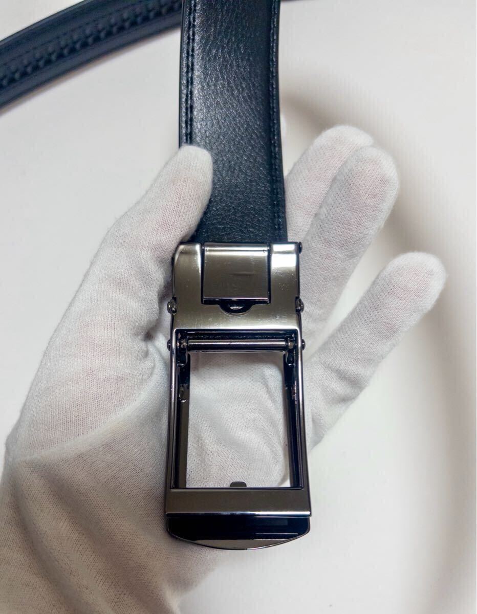 オートロックベルト メンズ ベルト 120cm 本革 カジュアル オートロック ビジネス 30mm 30 穴なし 大きい 大きいサイズ 黒 おしゃれ 無段階_画像8