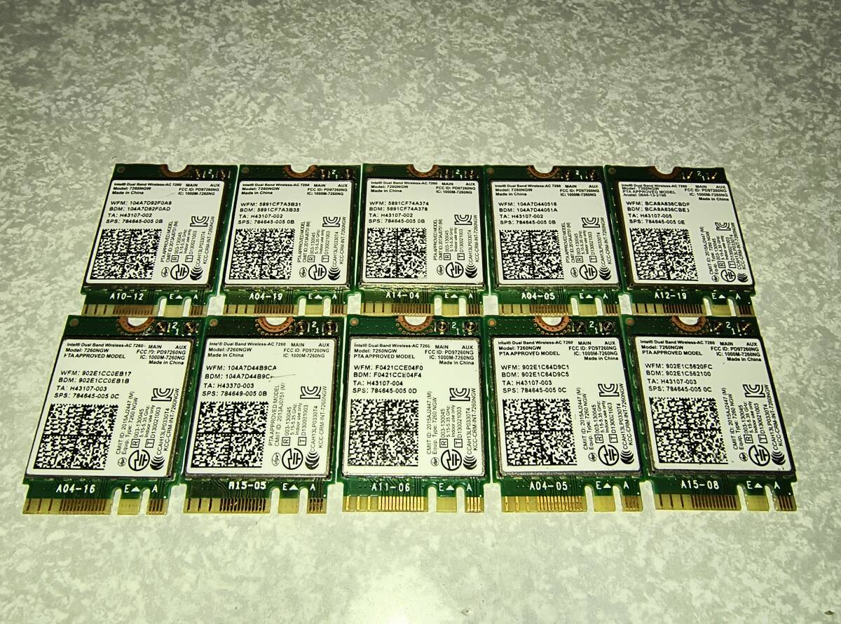 10枚セットIntel インテル Wireless-N 7260NGW Bluetooth 無線LAN Wi-Fiカード1_画像1