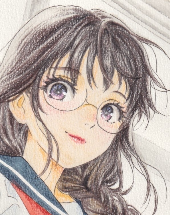  рука .. оригинал иллюстрации очки чёрный . распорка прекрасный девушка A4 постер цветные карандаши 