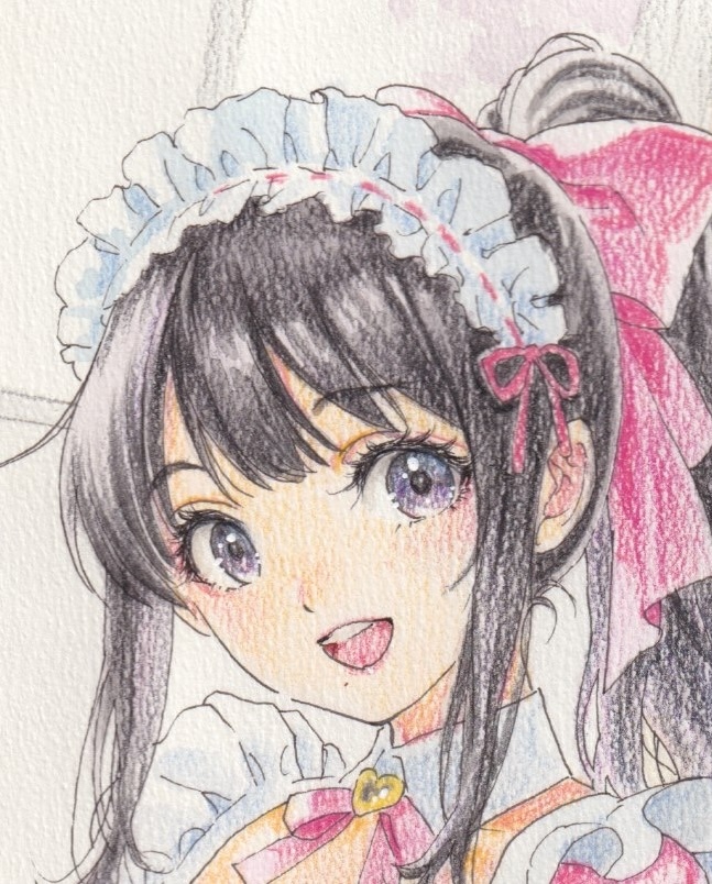  рука .. оригинал иллюстрации meido розовый прекрасный девушка A4 постер цветные карандаши 