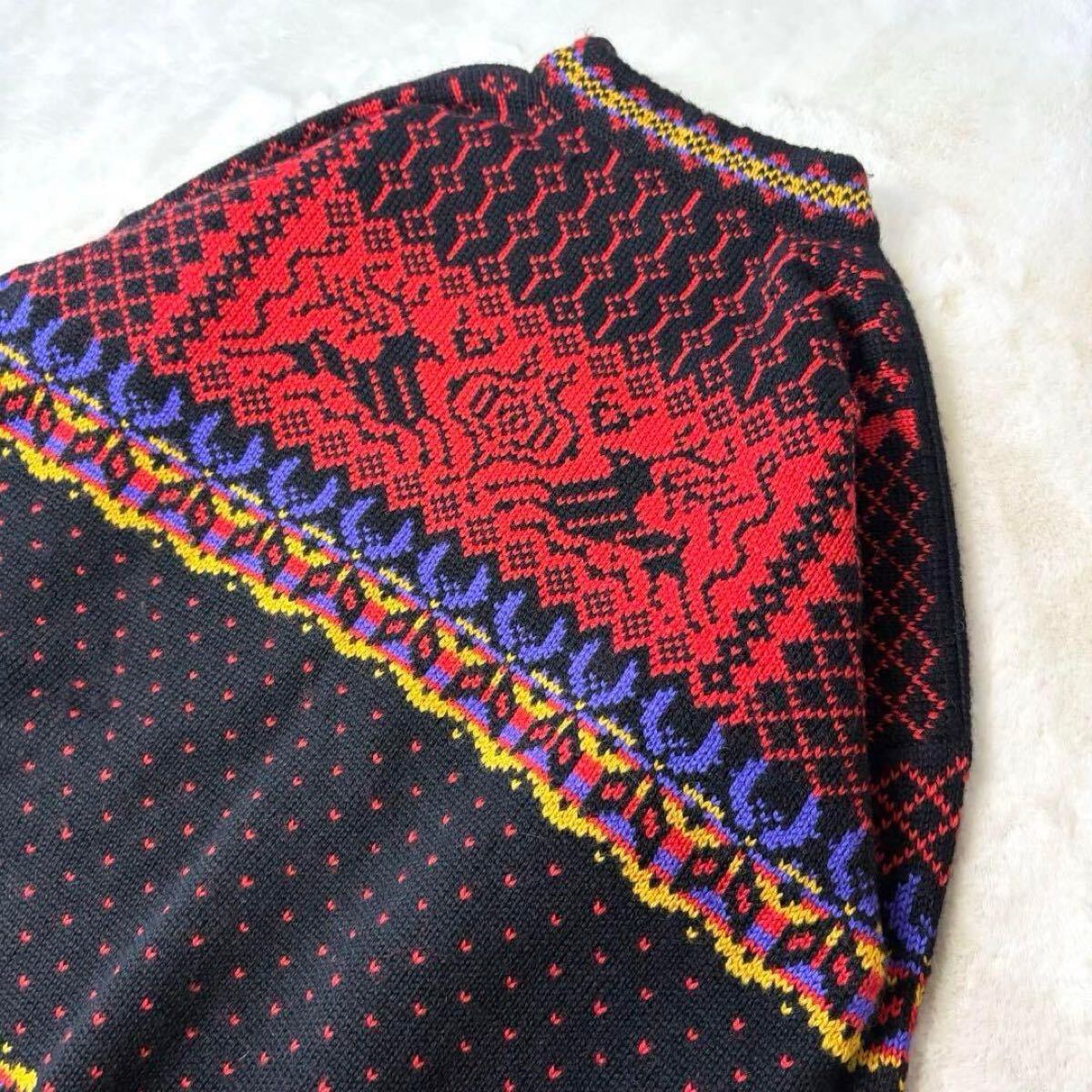 3L 2XL XXL ダーレオブノルウェイ Dale of Norway ニット セーター ヴィンテージ 古着 総柄 肉厚 好配色 Y2K ノルディック 古着 メンズ 黒_画像4