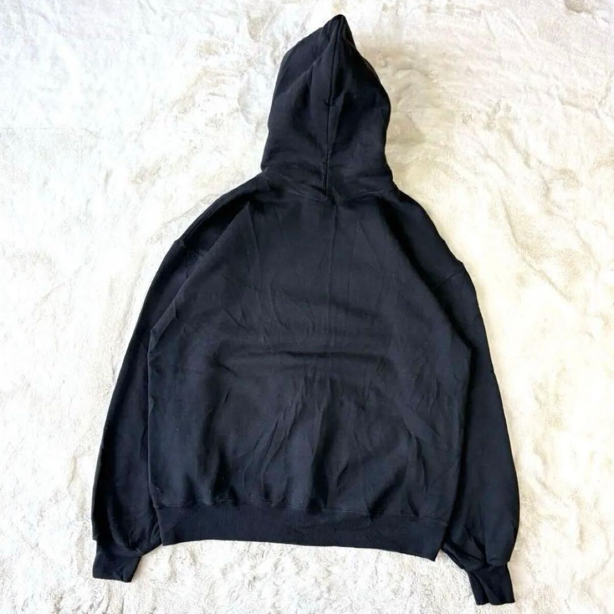 アメリカ製 米国製 Russell ラッセル パーカー フーディー プルオーバー スウェット USA製 ビンテージ 古着 L XL LL 黒 ブラック ロゴ 刺繍_画像2