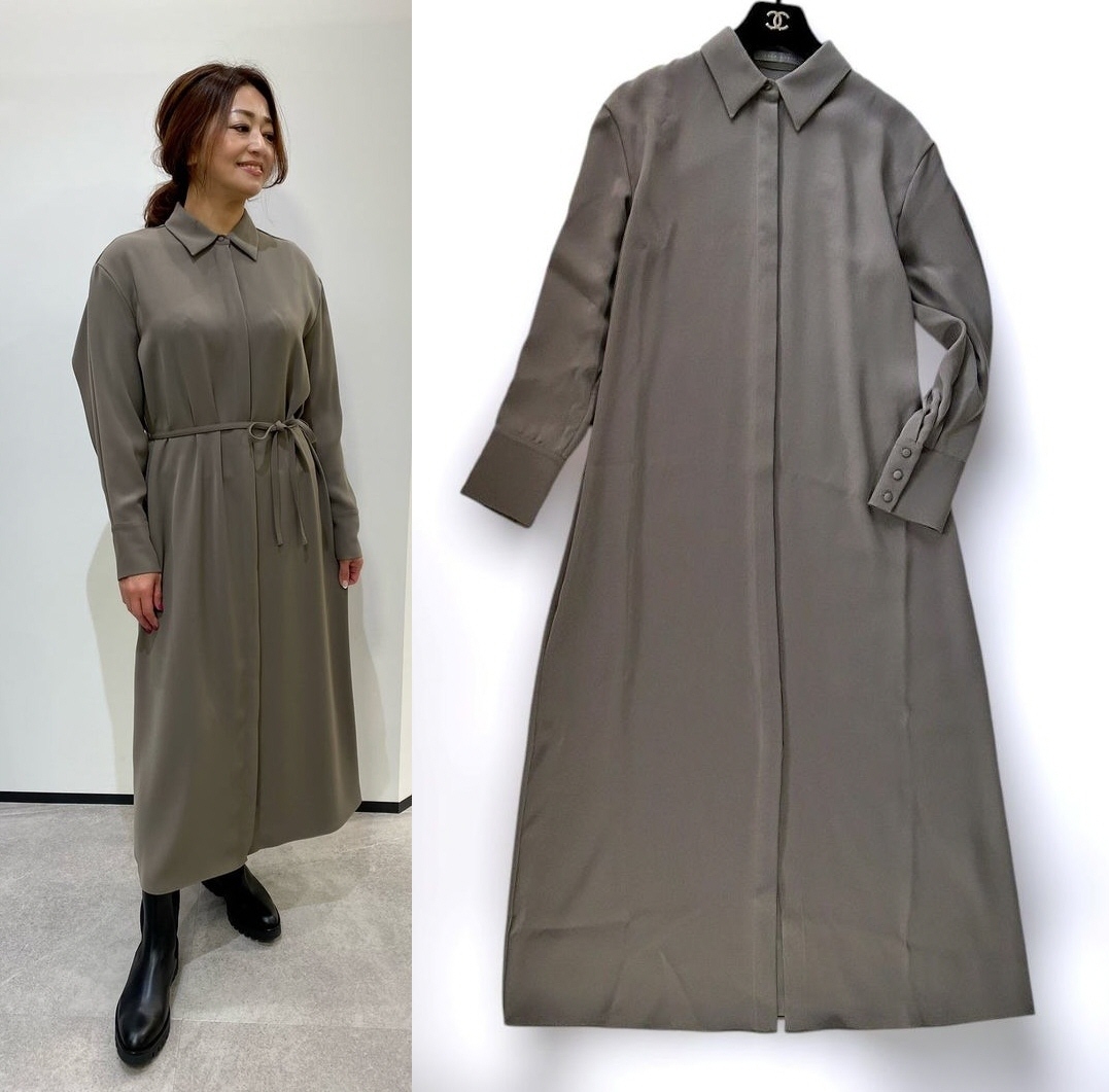 新品未使用　42,900円　Theory luxe　セオリーリュクス　バックヨークロングワンピース　Hudson Bree　36　グレー　ウォッシャブル_画像2