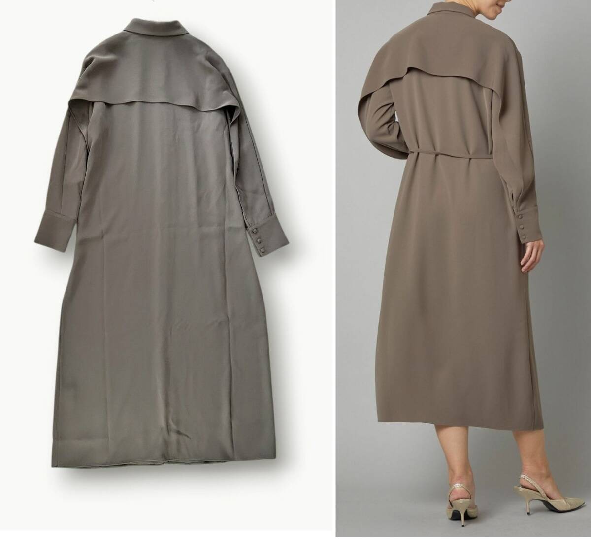 新品未使用　42,900円　Theory luxe　セオリーリュクス　バックヨークロングワンピース　Hudson Bree　36　グレー　ウォッシャブル_画像7