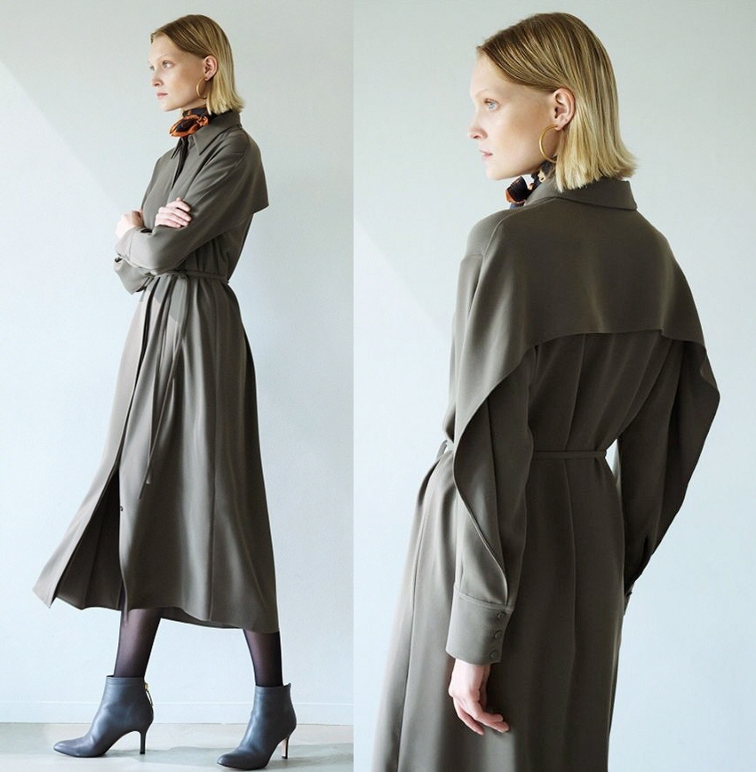 新品未使用　42,900円　Theory luxe　セオリーリュクス　バックヨークロングワンピース　Hudson Bree　36　グレー　ウォッシャブル_画像1