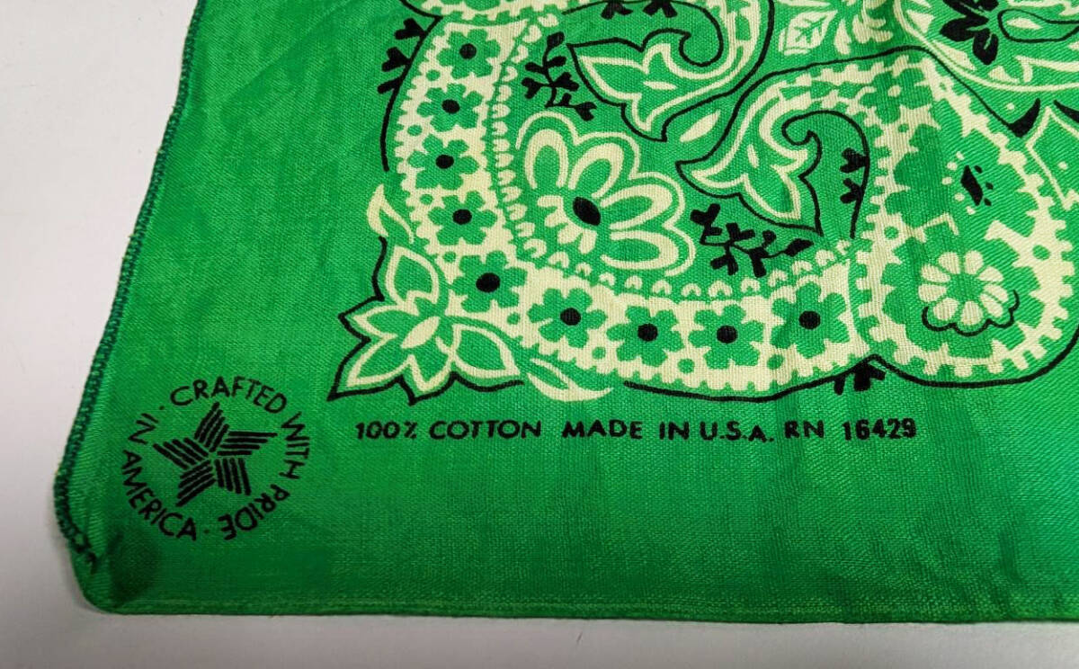 バンダナ　片耳ペーズリー柄　ライトグリーン_画像2