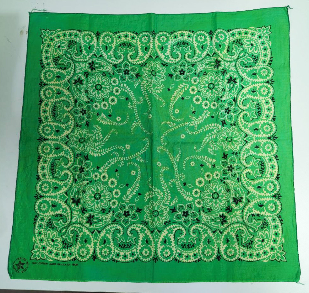 バンダナ　片耳ペーズリー柄　ライトグリーン_画像1