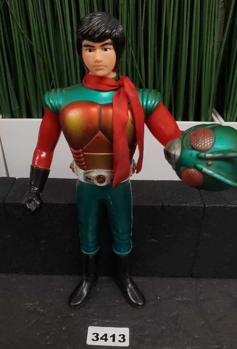 3413 当時物 仮面ライダー ポピー ソフビ 面取れ 昭和レトロ_画像1