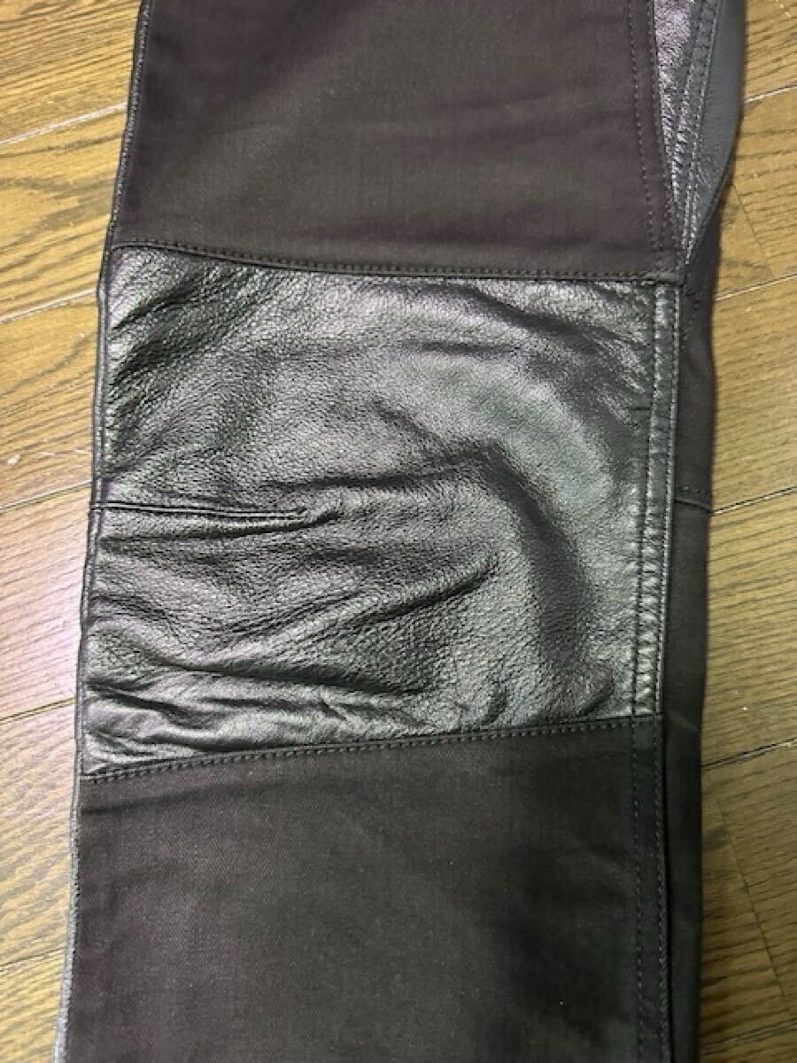 ヴェルサーチェ GIANNI VERSACE オシャレ!革パッチパンツ ブラック 33_画像7