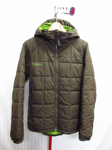 コロンビア 中綿ジャンパー メンズS L XL相当 キルティングジャケット 茶緑 保温防寒ジャンパー オーバーサイズ アウトドアフーディー11261_画像1