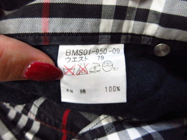 バーバリーブラックレーベル　ノバチェック柄パンツ　メンズ79 ロゴ刺繍パンツ 総柄ジーンズ型パンツ チェック柄パンツ メンズズボン09031_画像7