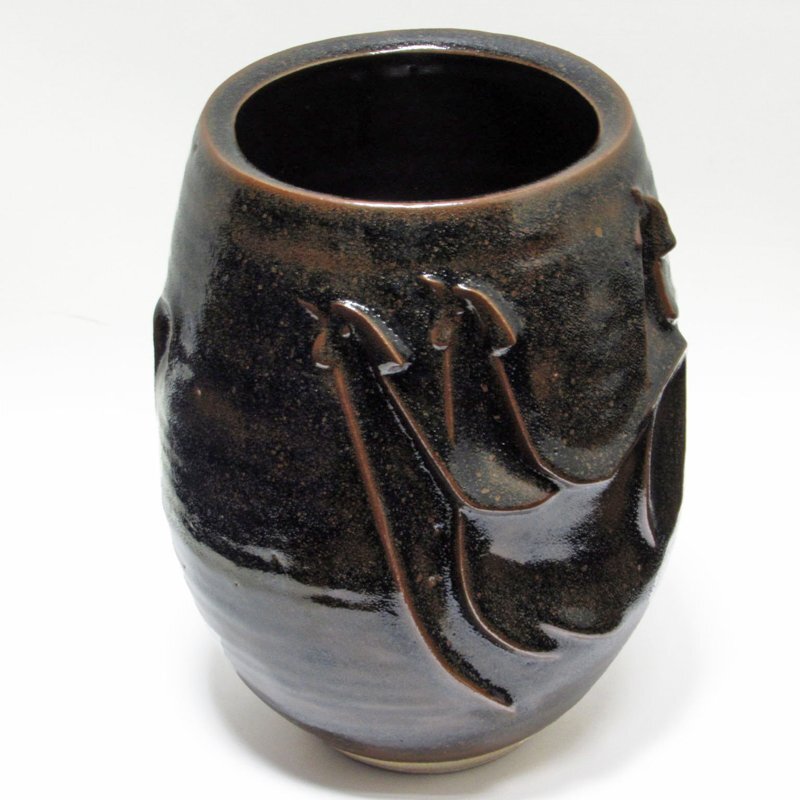 【GINZA絵画館】十代・大樋長左衛門(年朗) 「黒釉鳥文壷」共箱・文化勲章・1点もの Y61G2H0J9P6N3I_画像6