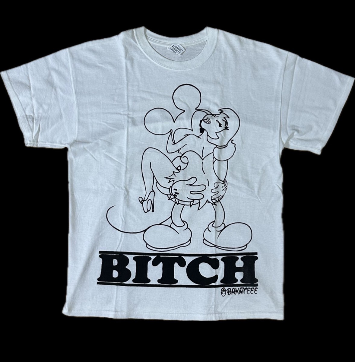 未着用品 BAKATEEE BITCH Tシャツ ミッキー ティンカーベル エロT シルクスクリーン シリアルキラー bakateee 手刷り_画像1