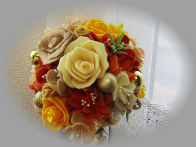 コロンとまんまるトピアリー♪オレンジ×イエロー♪フェルトで作ったお花たちです♪ハンドメイド♪高さ30㎝♪クリスマス♪_画像4