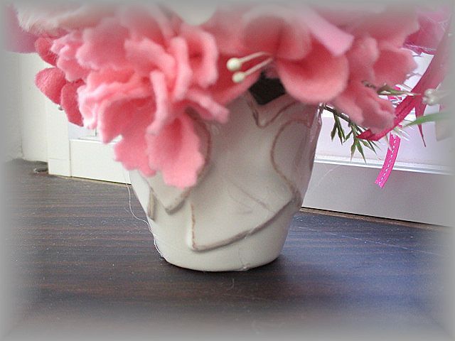 フェルトお花たち♪ツリー2点セット♪ピンク×ピンク♪お花のクリスマスツリー♪卓上ツリー♪薔薇＆ガーベラ♪ハンドメイド♪高さ27cm_画像5