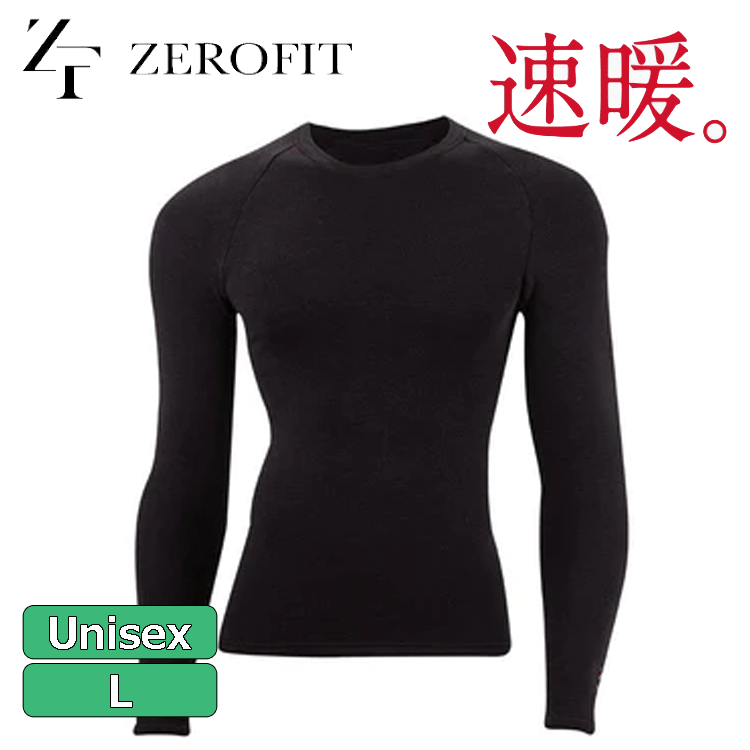 EON SPORTS HEATRUB クルーネック【イオンスポーツ】【ヒートラブ】【速暖】【ブラック】【Lサイズ(男女兼用)】【Wear】_画像1