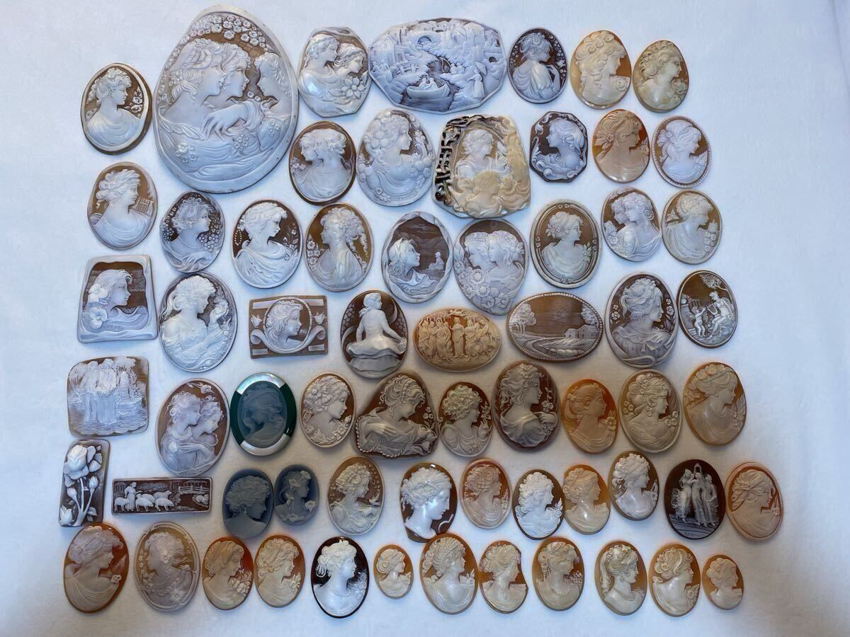 大量カメオまとめ②シェルカメオ 作家物CAMEO貝ルース 裸石 アクセサリー ジュエリー 重さ:1.2kg以上検:カメオ彫刻珊瑚翡翠真珠送料無料 _画像2