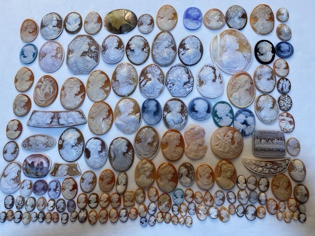 大量カメオまとめ②シェルカメオ 作家物CAMEO貝ルース 裸石 アクセサリー ジュエリー 重さ:1.2kg以上検:カメオ彫刻珊瑚翡翠真珠送料無料 _画像3
