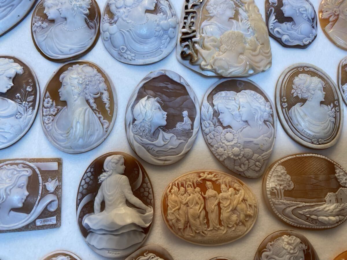 大量カメオまとめ②シェルカメオ 作家物CAMEO貝ルース 裸石 アクセサリー ジュエリー 重さ:1.2kg以上検:カメオ彫刻珊瑚翡翠真珠送料無料 _画像5