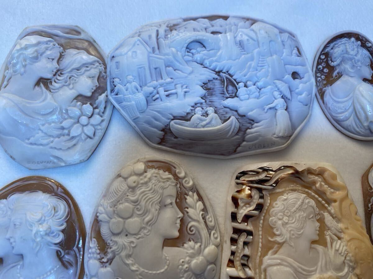 大量カメオまとめ②シェルカメオ 作家物CAMEO貝ルース 裸石 アクセサリー ジュエリー 重さ:1.2kg以上検:カメオ彫刻珊瑚翡翠真珠送料無料 _画像6