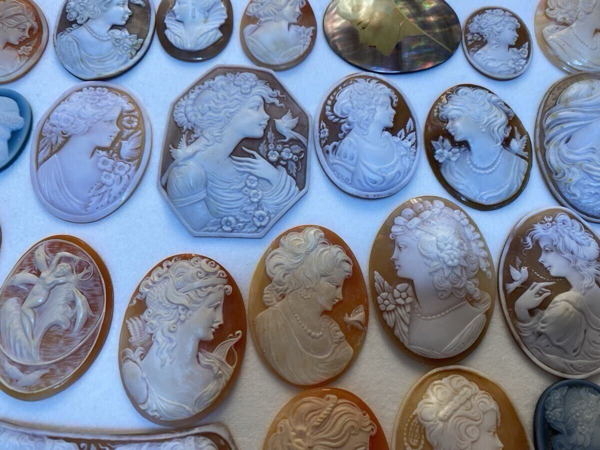 大量カメオまとめ②シェルカメオ 作家物CAMEO貝ルース 裸石 アクセサリー ジュエリー 重さ:1.2kg以上検:カメオ彫刻珊瑚翡翠真珠送料無料 _画像7