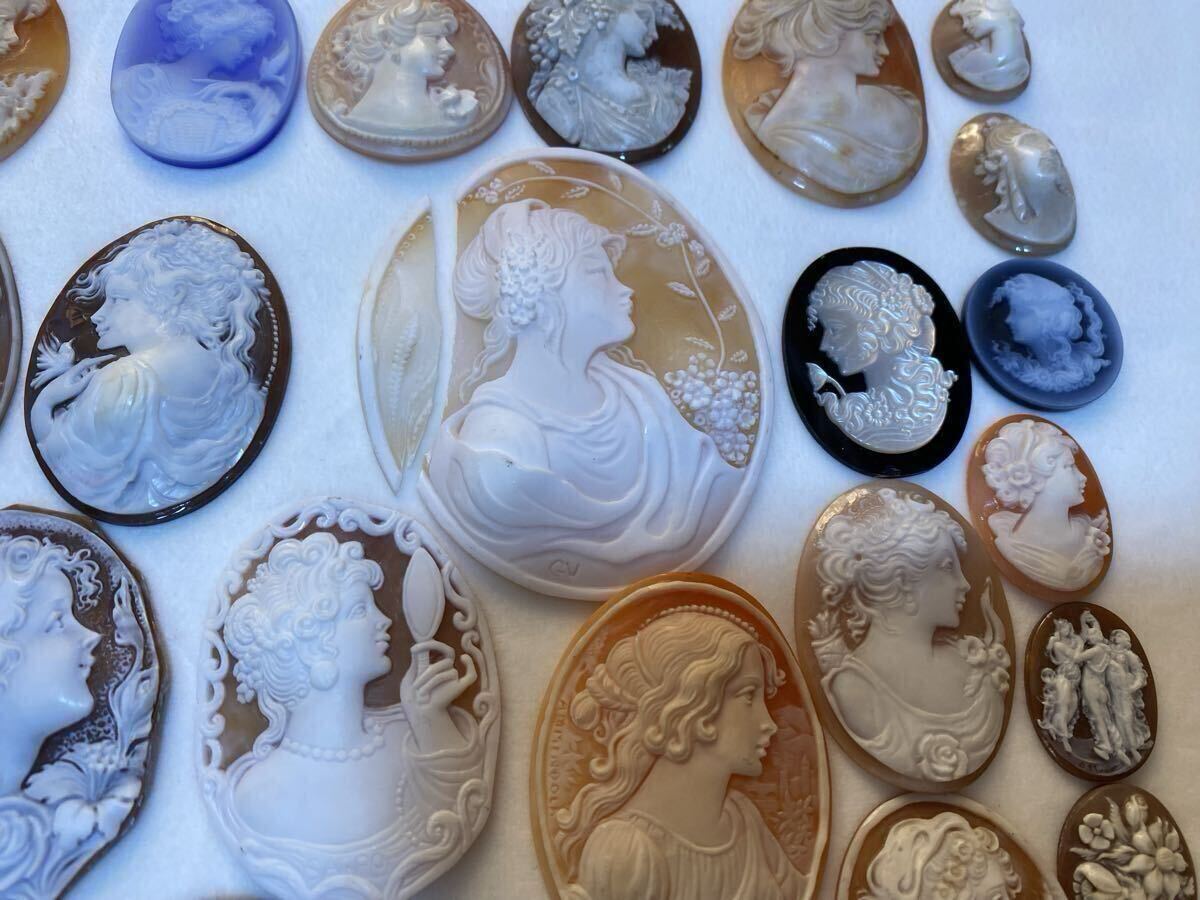 大量カメオまとめ②シェルカメオ 作家物CAMEO貝ルース 裸石 アクセサリー ジュエリー 重さ:1.2kg以上検:カメオ彫刻珊瑚翡翠真珠送料無料 _画像8