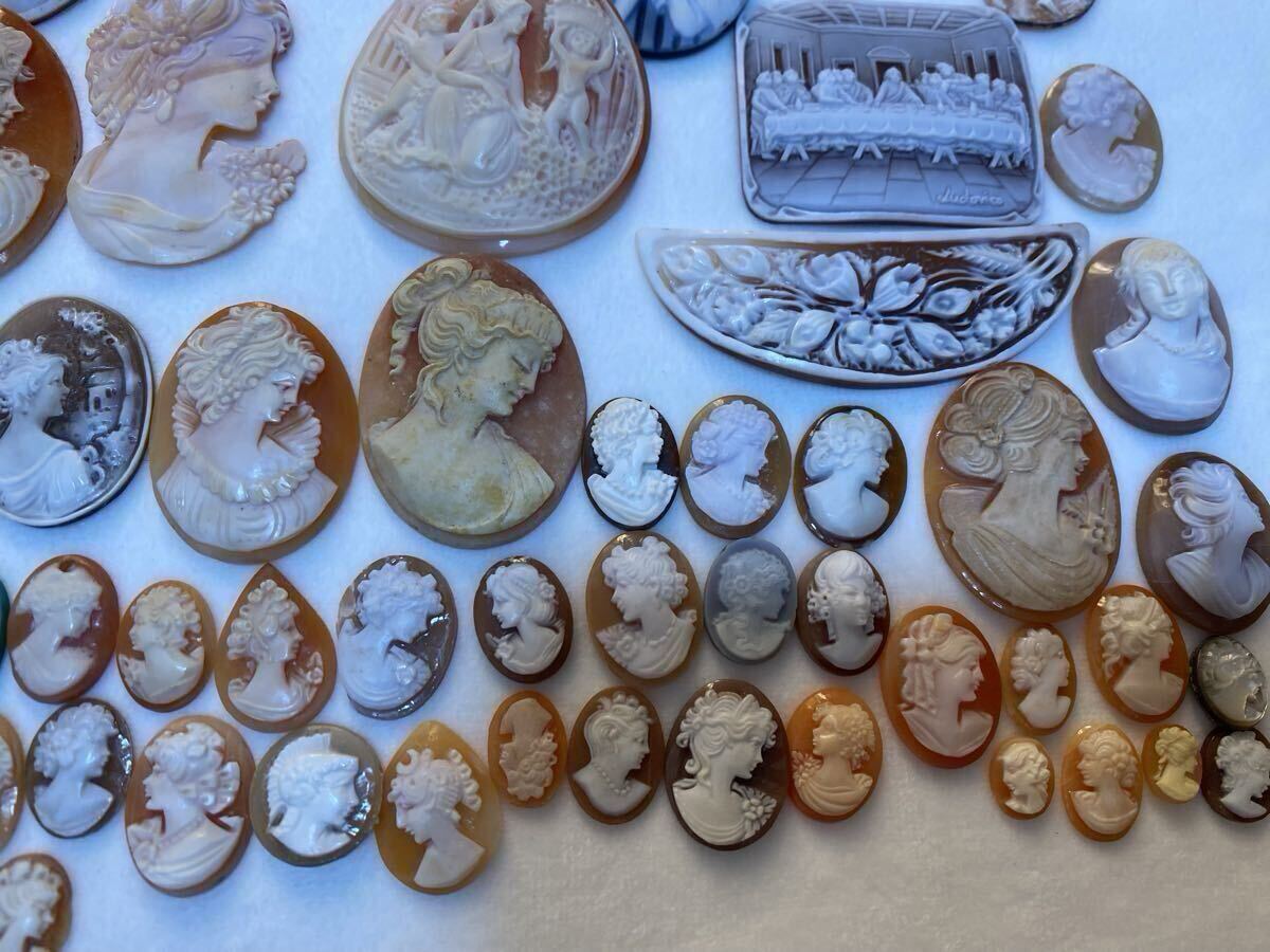 大量カメオまとめ②シェルカメオ 作家物CAMEO貝ルース 裸石 アクセサリー ジュエリー 重さ:1.2kg以上検:カメオ彫刻珊瑚翡翠真珠送料無料 _画像9