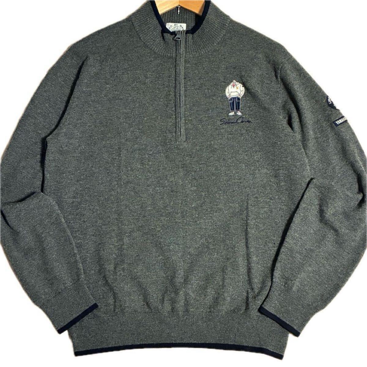 美品 Mサイズ 定価31,900円 SINA COVA×YAMAHA MARINE シナコバ ハーフジップ ニット セーター メンズ 日本製 ワッペン刺繍 _画像1