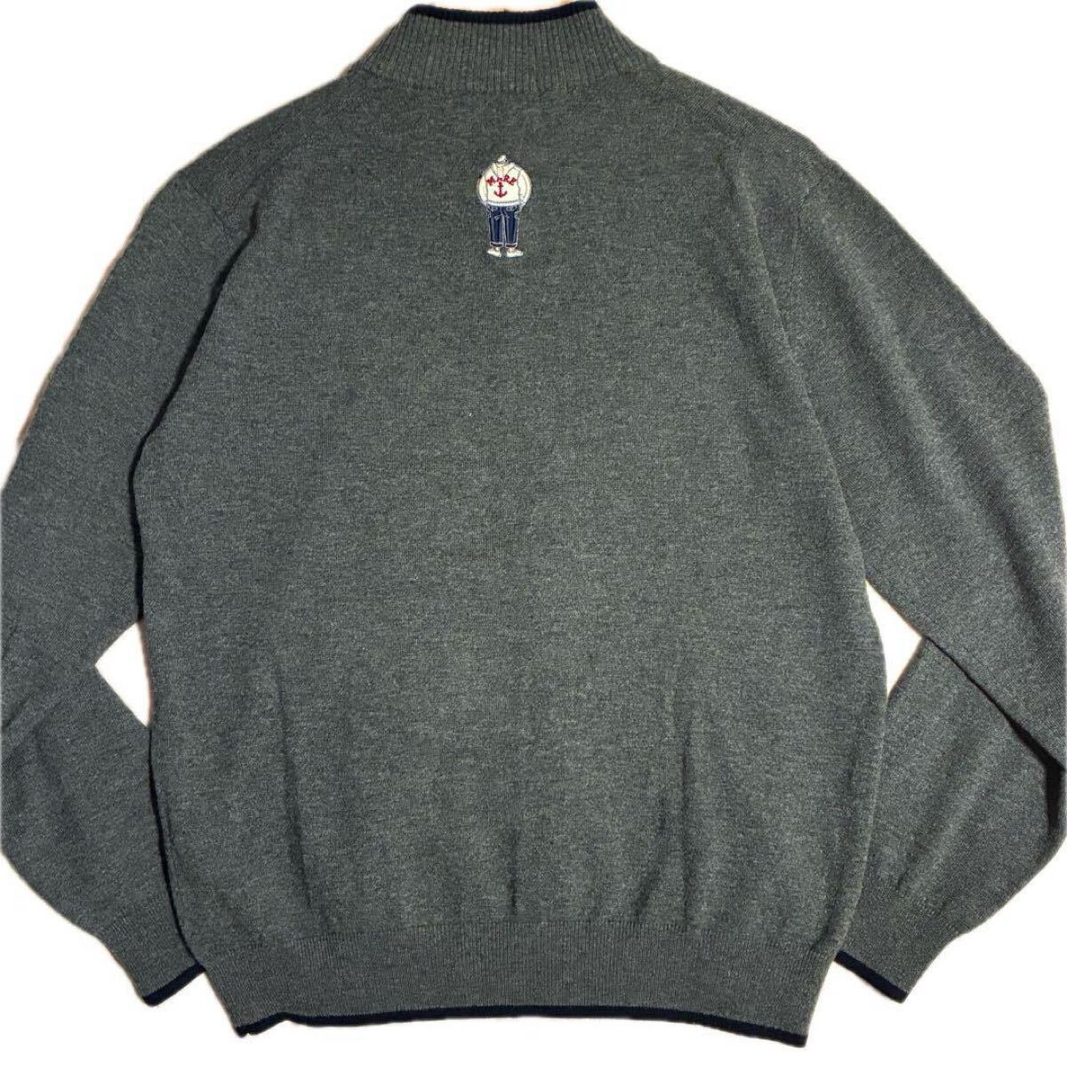 美品 Mサイズ 定価31,900円 SINA COVA×YAMAHA MARINE シナコバ ハーフジップ ニット セーター メンズ 日本製 ワッペン刺繍 _画像9