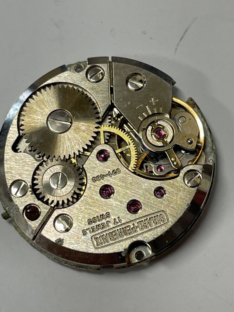 【ジャンク品】Girard-Perregaux ジラール・ペルゴ 手巻き ムーブメント Cal.091 文字盤欠損 風防付属【現状】№66925_画像1