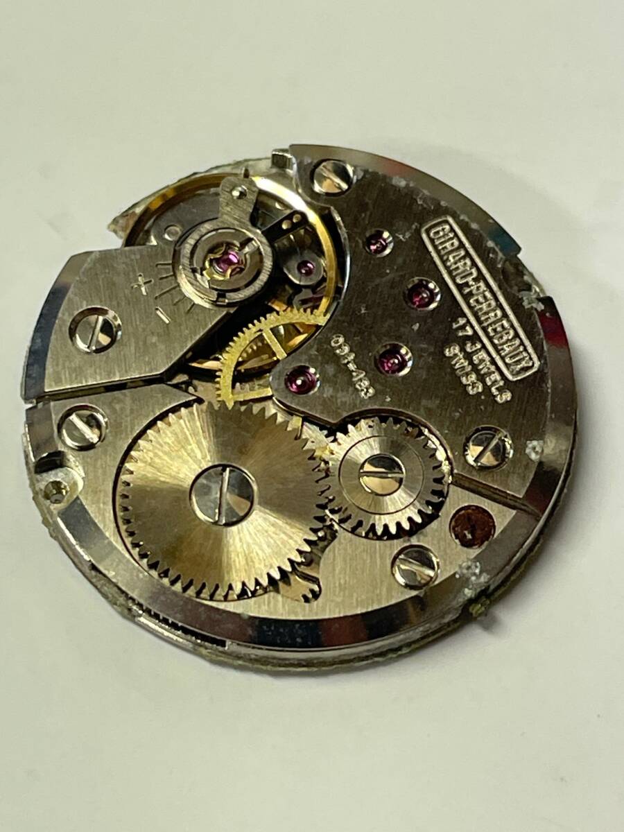 【ジャンク品】Girard-Perregaux ジラール・ペルゴ 手巻き ムーブメント Cal.091 文字盤欠損 風防付属【現状】№66925_画像3