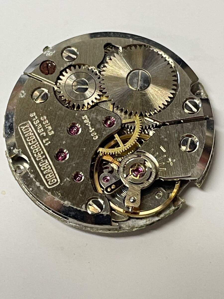 【ジャンク品】Girard-Perregaux ジラール・ペルゴ 手巻き ムーブメント Cal.091 文字盤欠損 風防付属【現状】№66925_画像2