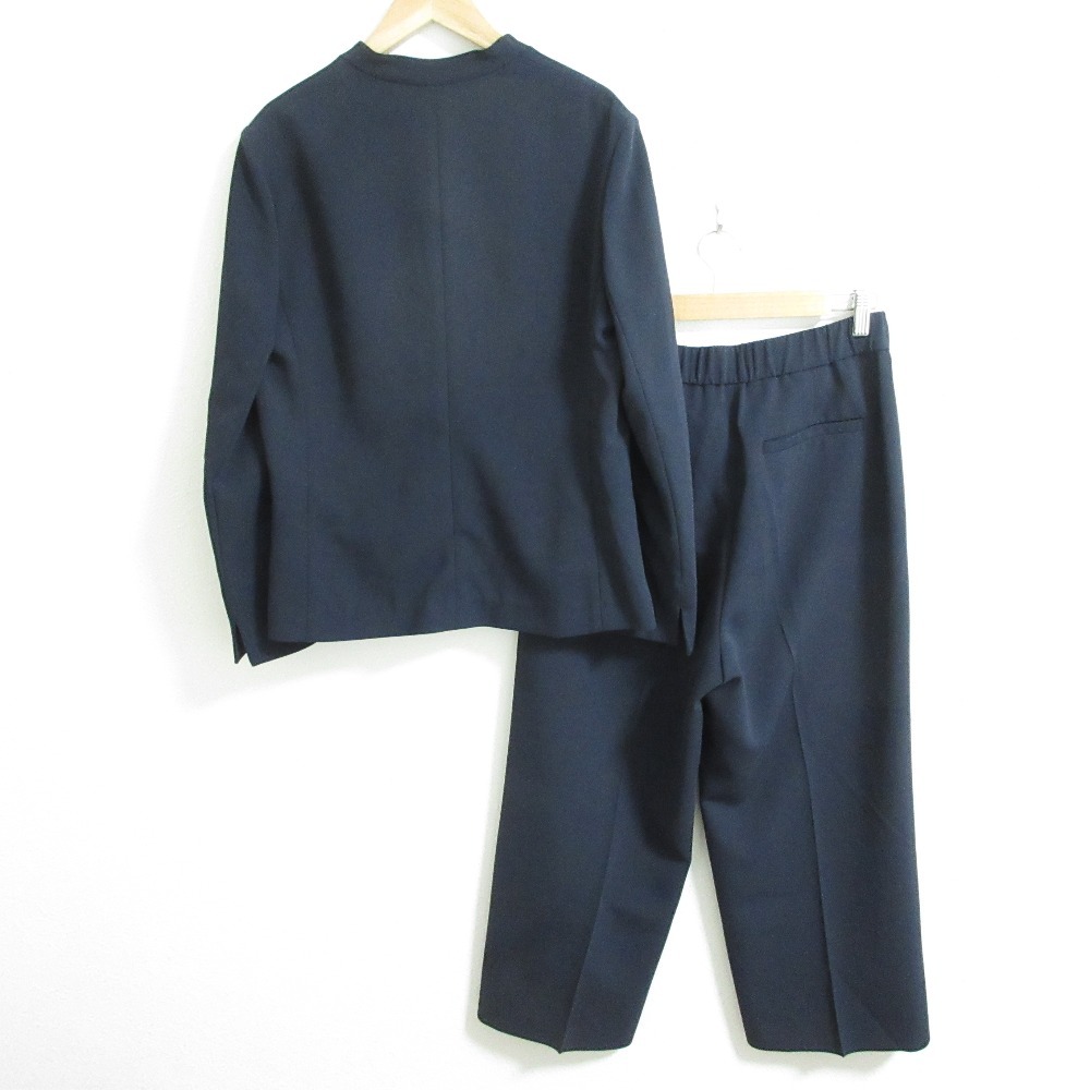 良品 25SS theory luxe セオリーリュクス LUVE ノーカラージャケット パンツ セットアップ サイズ40 ネイビー_画像2