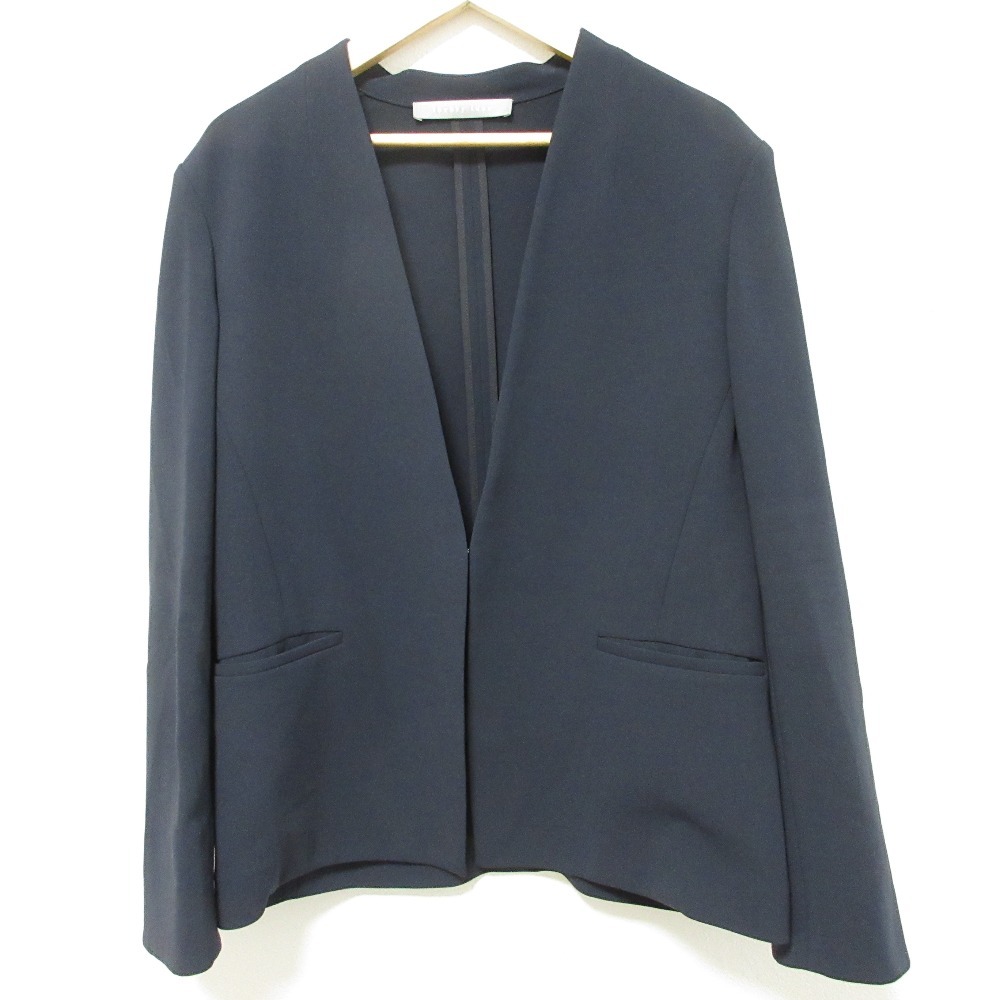 良品 25SS theory luxe セオリーリュクス LUVE ノーカラージャケット パンツ セットアップ サイズ40 ネイビー_画像3