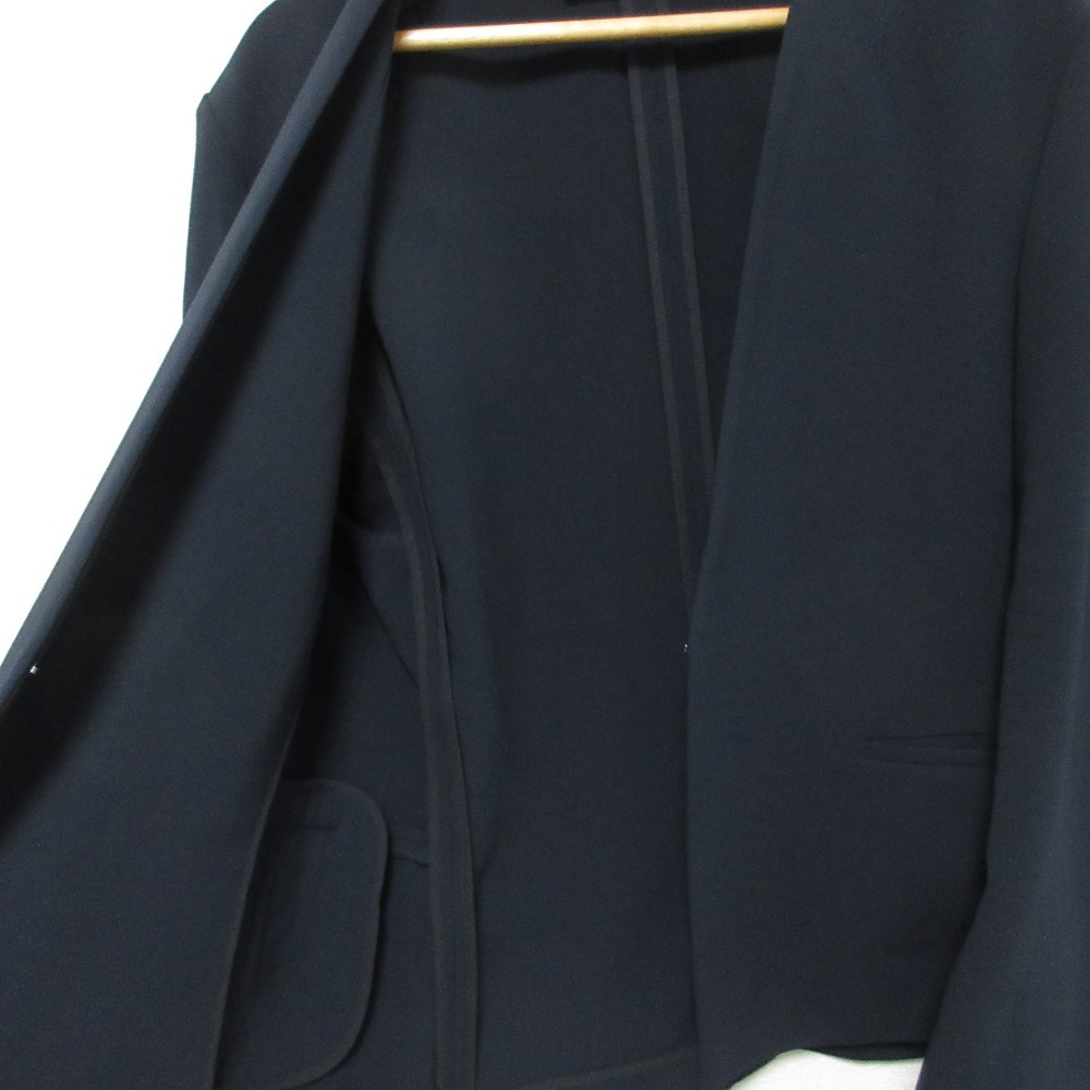 良品 25SS theory luxe セオリーリュクス LUVE ノーカラージャケット パンツ セットアップ サイズ40 ネイビー_画像5