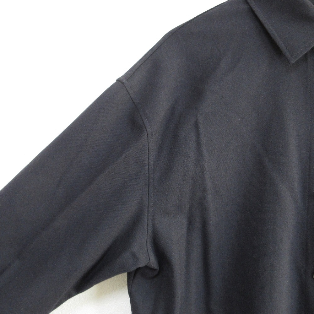美品 24AW Theory セオリー WOOL PL FLANNEL OS MAXI シャツワンピース サイズS ネイビー_画像5