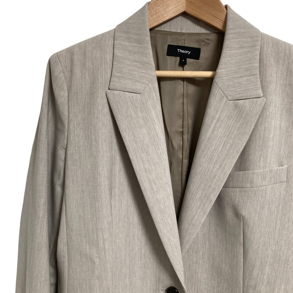 美品 24SS theory セオリー TRACEABLE WOOL テーラードジャケット パンツ スーツ セットアップ サイズ2 グレージュ_画像4