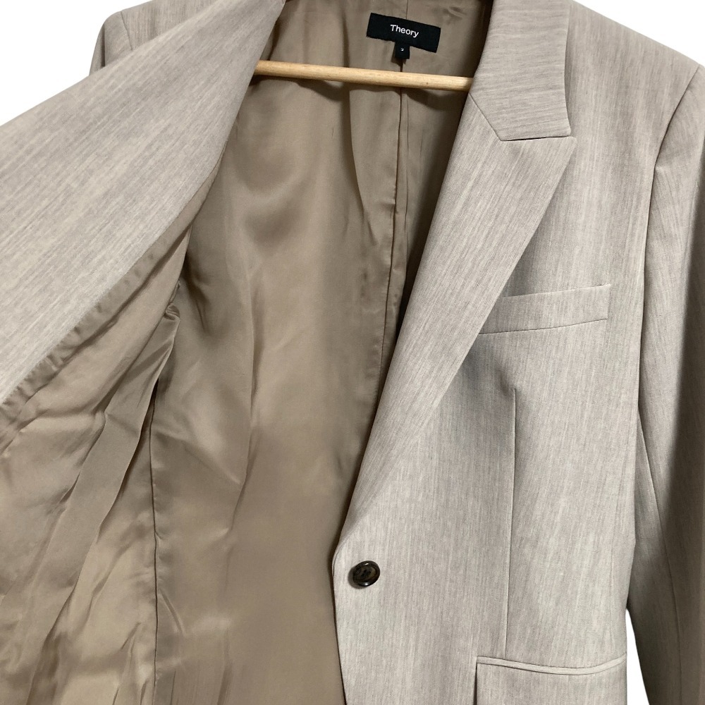 美品 24SS theory セオリー TRACEABLE WOOL テーラードジャケット パンツ スーツ セットアップ サイズ2 グレージュ_画像5
