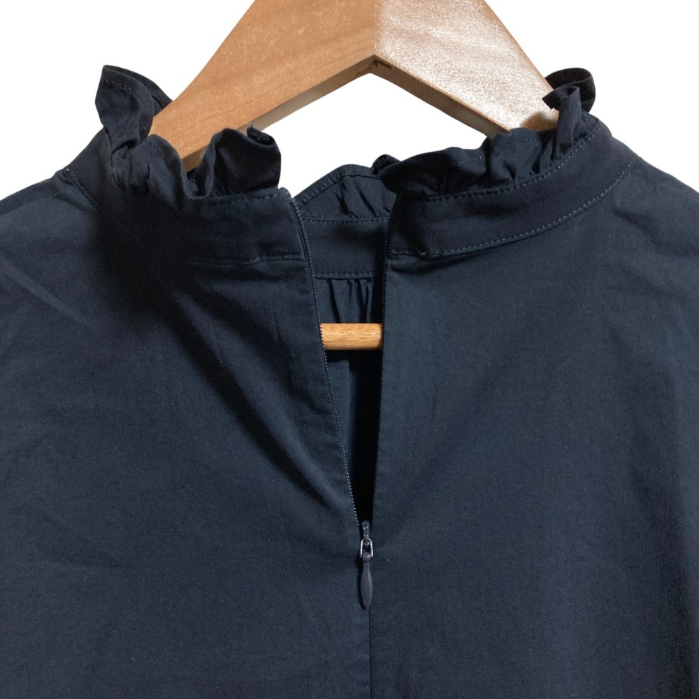 美品 24AW MACKINTOSH LONDON マッキントッシュロンドン コットンナイロンストレッチフリルブラウス G5M07-402-28 サイズ40 ネイビー_画像6