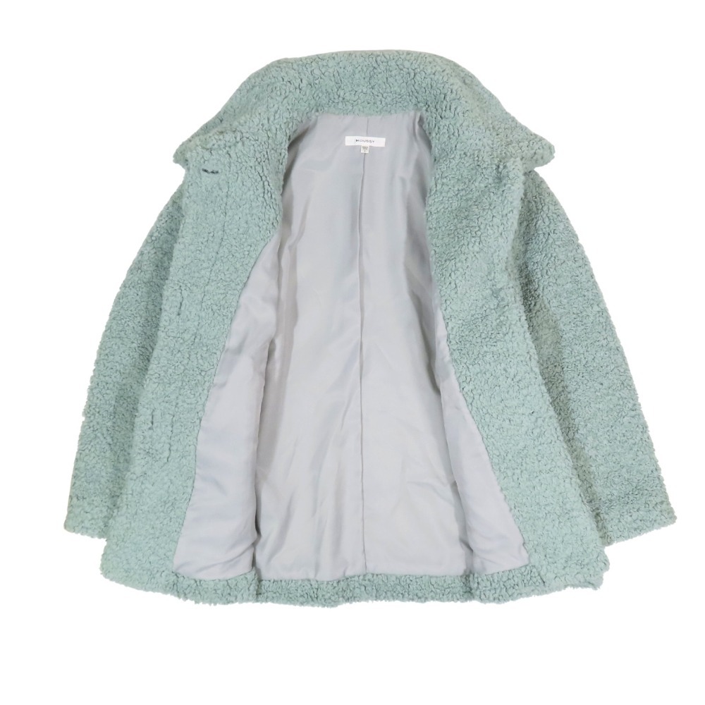 美品 MOUSSY マウジー ボア コート ショート丈 バルカラー バルマカンコート ジャケット ブルゾン アウター 2 緑 グリーン_画像3