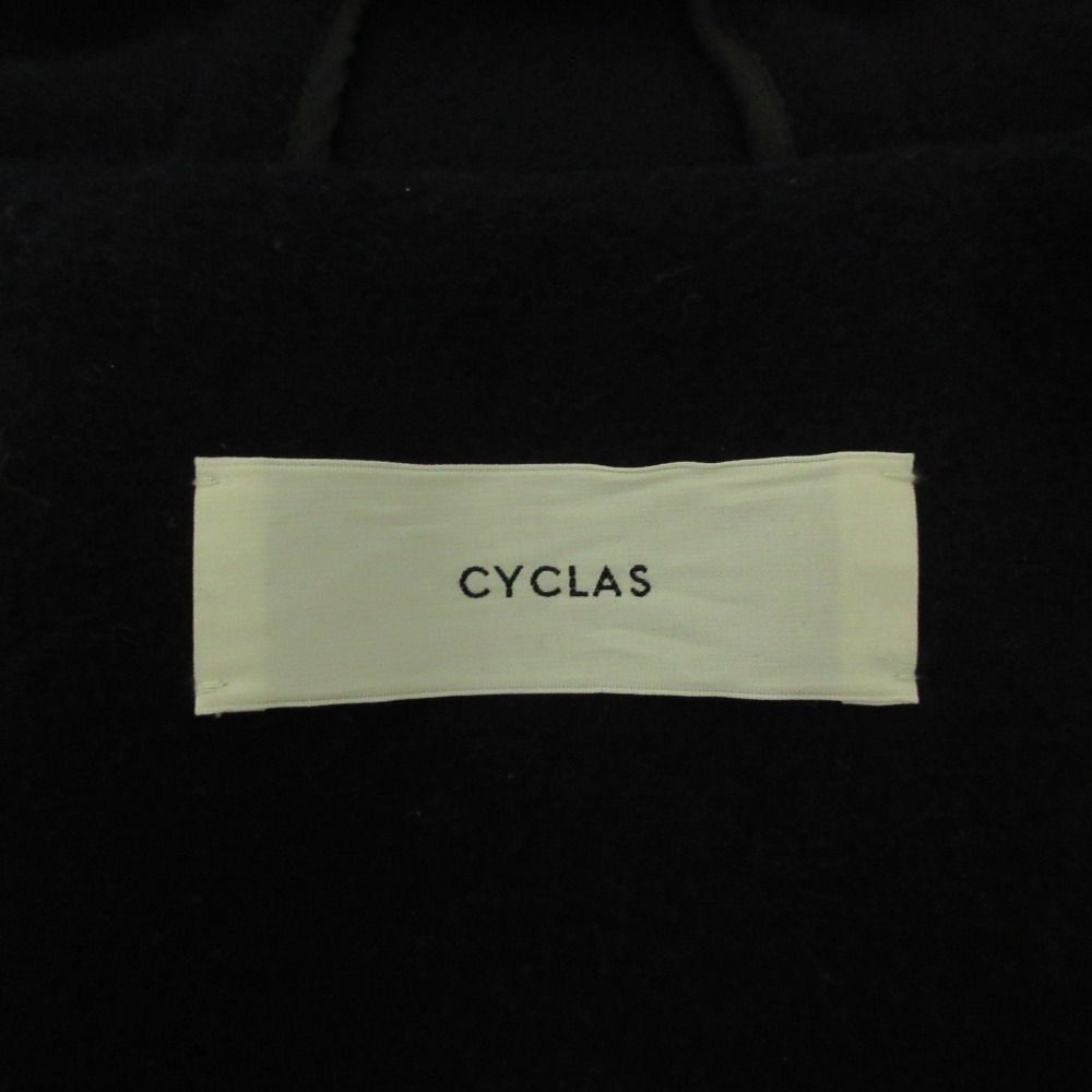 美品 CYCLAS シクラス ウールメルトン フーデッドロングコート 1-06-06-2069 34 ネイビー_画像3