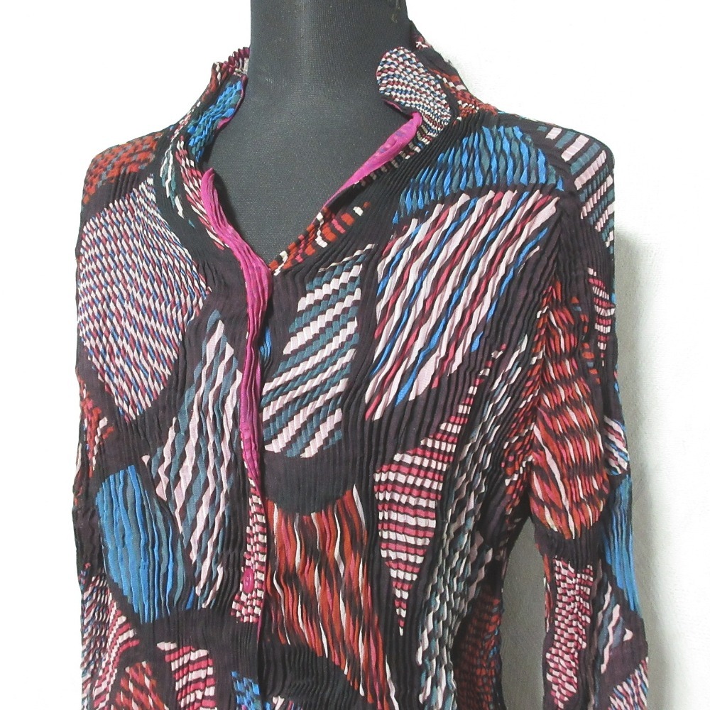 良品 ISSEY MIYAKE イッセイミヤケ リバーシブル プリーツシャツ マルチカラー パープル_画像4