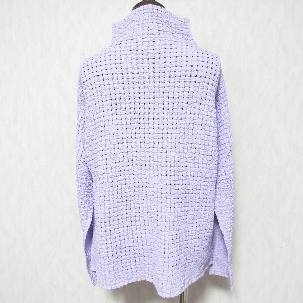 美品 ISSEY MIYAKE イッセイミヤケ ハイネック メッシュTシャツ カットソー IM12FJ941 サイズ2 パープル_画像2