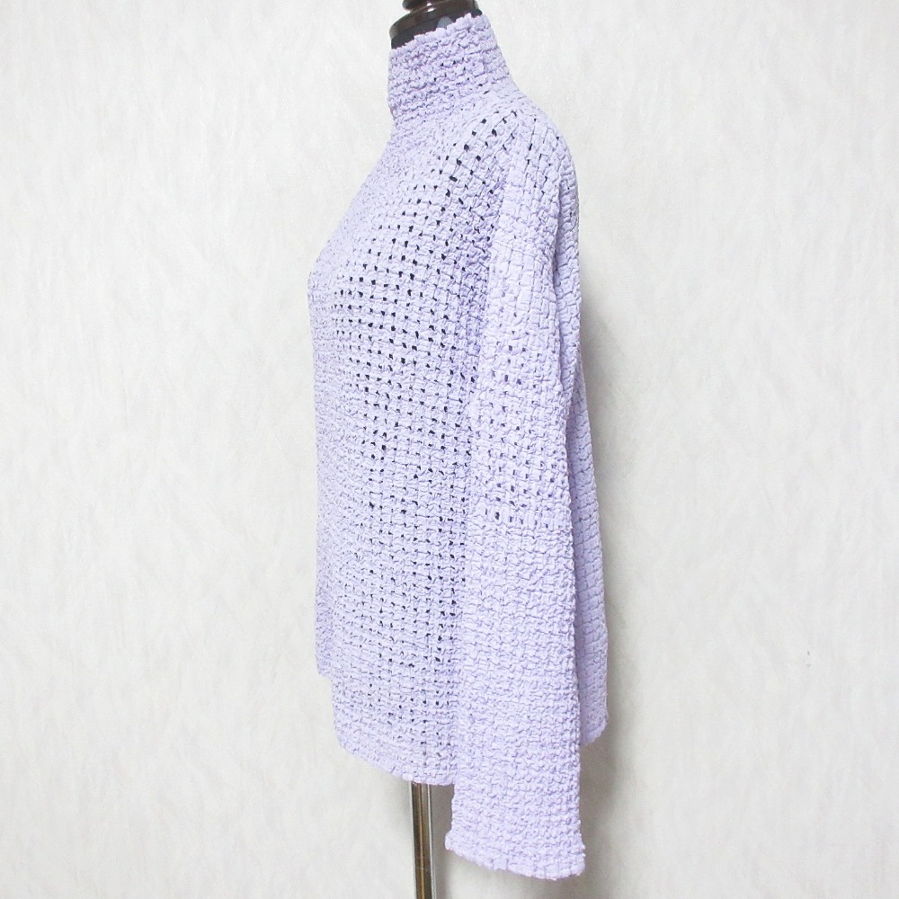 美品 ISSEY MIYAKE イッセイミヤケ ハイネック メッシュTシャツ カットソー IM12FJ941 サイズ2 パープル_画像3