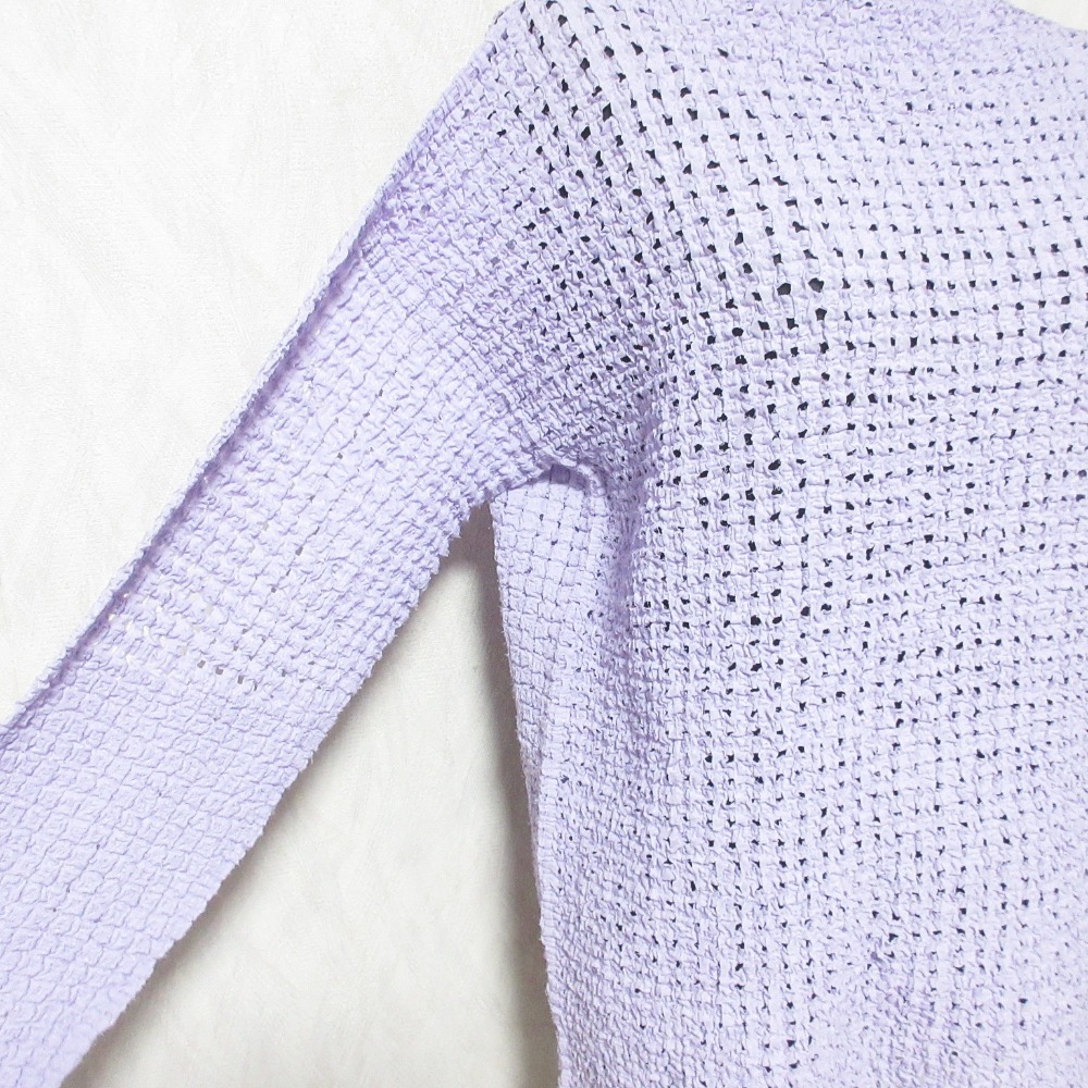 美品 ISSEY MIYAKE イッセイミヤケ ハイネック メッシュTシャツ カットソー IM12FJ941 サイズ2 パープル_画像5