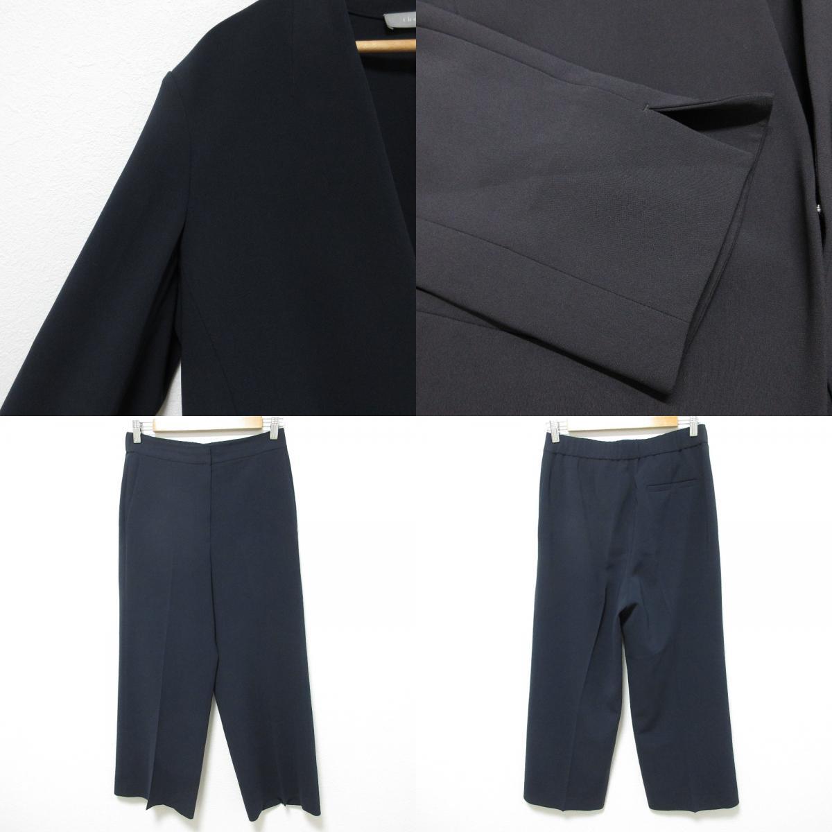 良品 25SS theory luxe セオリーリュクス LUVE ノーカラージャケット パンツ セットアップ サイズ40 ネイビー_画像7