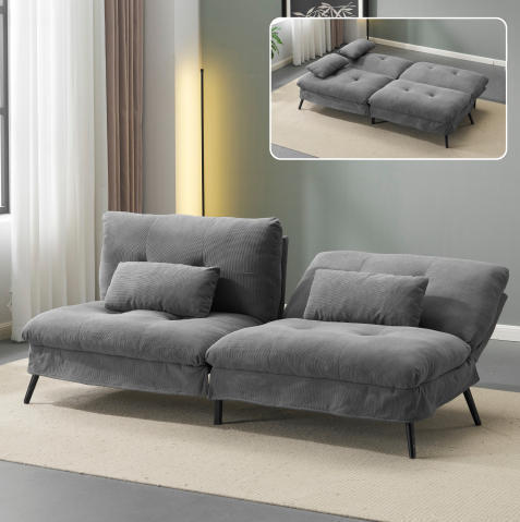 ソファベッド ソファ ベッド 組立て簡単 事務室用 サロン用 来客対応 2人 リクライニングソファ 背もたれ6段階 省スペース 一人暮 KU602_画像1