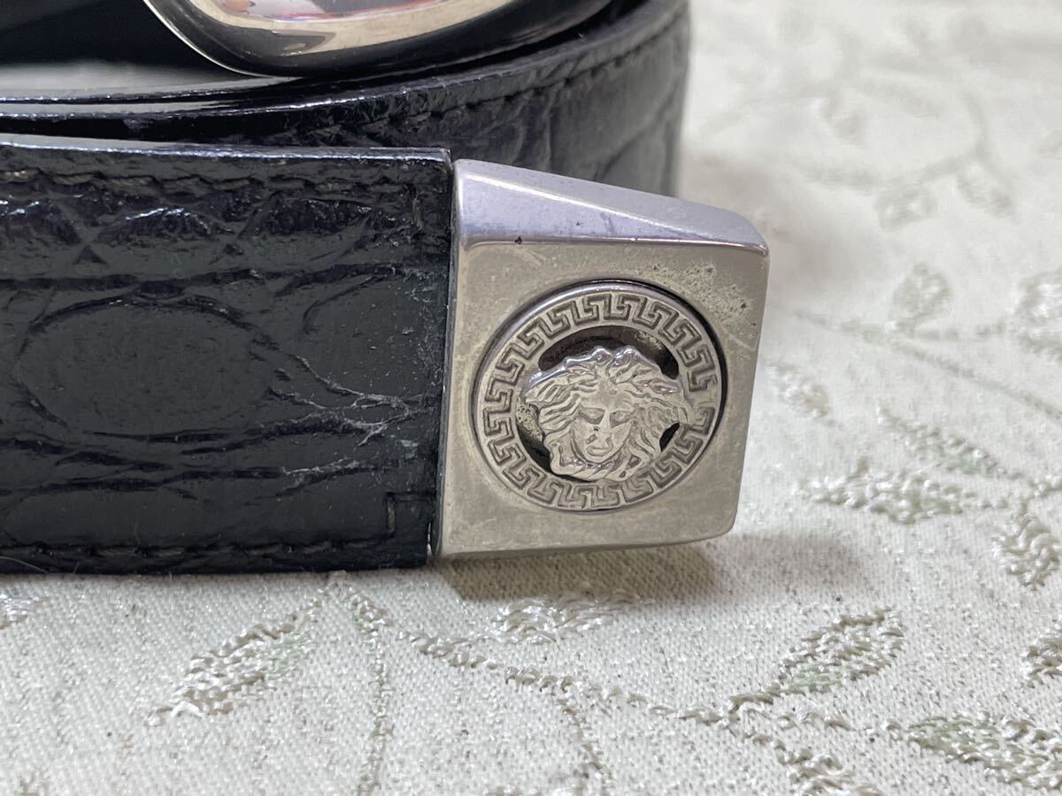 (C-1) VERSACE ヴェルサーチ ベルト ブラック 黒 シンプル_画像2
