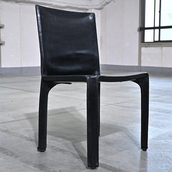 最高級 Cassina 31万「412 CAB」アームレスチェア B 本革 マリオ・ベリーニ イタリア ダイニング キャブ カッシーナ_アルフレックス_画像1