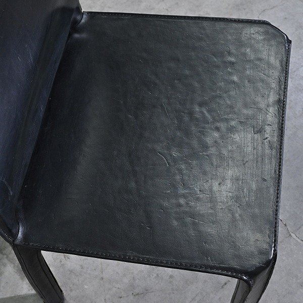 最高級 Cassina 31万「412 CAB」アームレスチェア B 本革 マリオ・ベリーニ イタリア ダイニング キャブ カッシーナ_アルフレックス_画像3